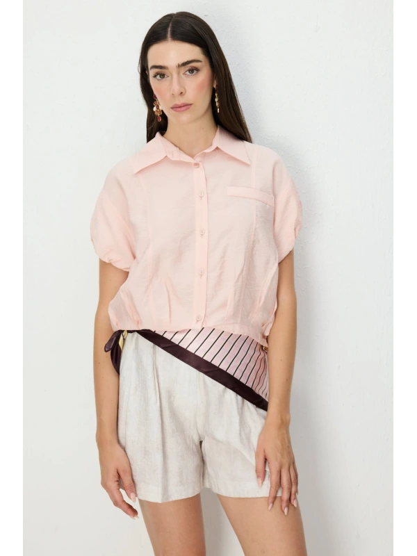 On Fashion Dikişli Kısa Kol Gömlek 74385