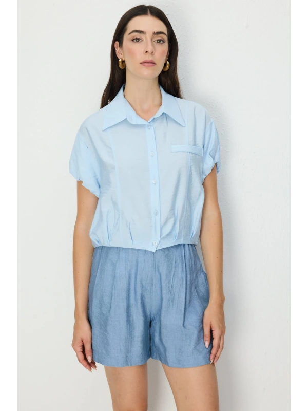 On Fashion Dikişli Kısa Kol Gömlek 74385
