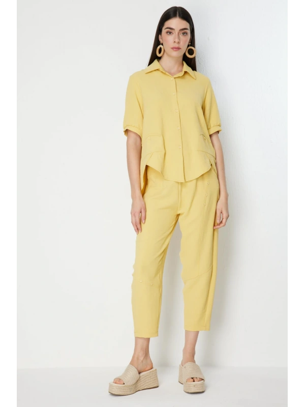 On Fashion Düğmeli Bilek Boy Pantolon 72339