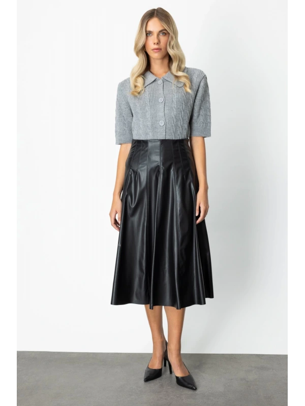 On Fashion Midi Boy Deri Etek 64201