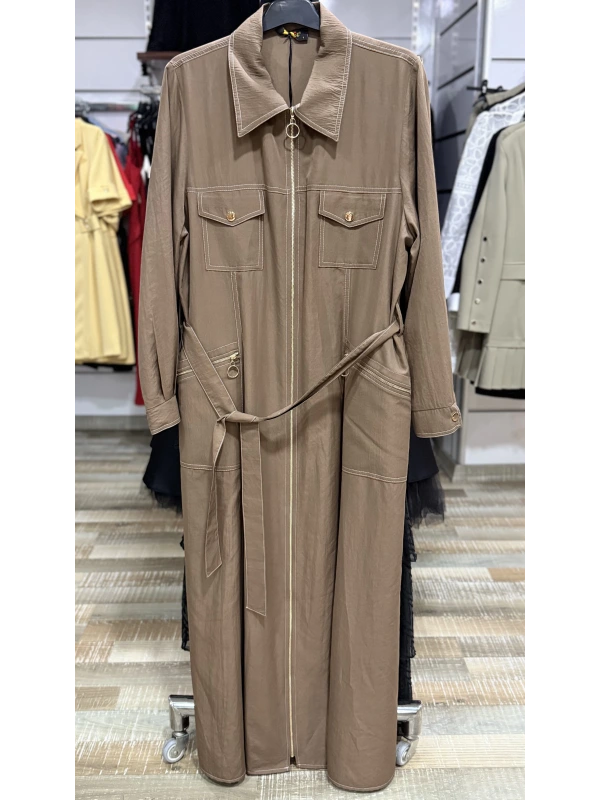 Safir Fermuarlı Uzun Elbise 25223