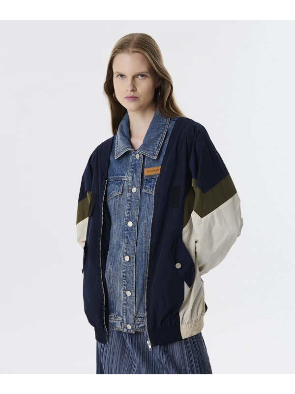 Twist Çift Parça Görünüm Patchli Kadın Lacivert Mont TW6250012167