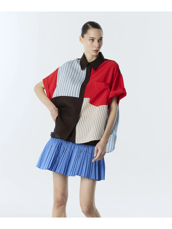 Twist Çizgi Desen Mix Colorblock Gömlek TS1260025236