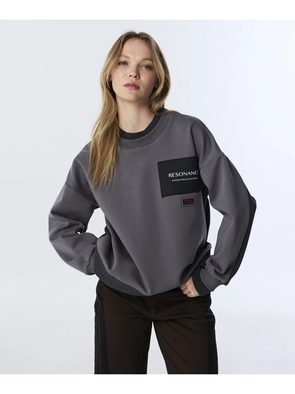 Twist Clorblock Patchli Kadın Gri Sweatshirt TW6250091056