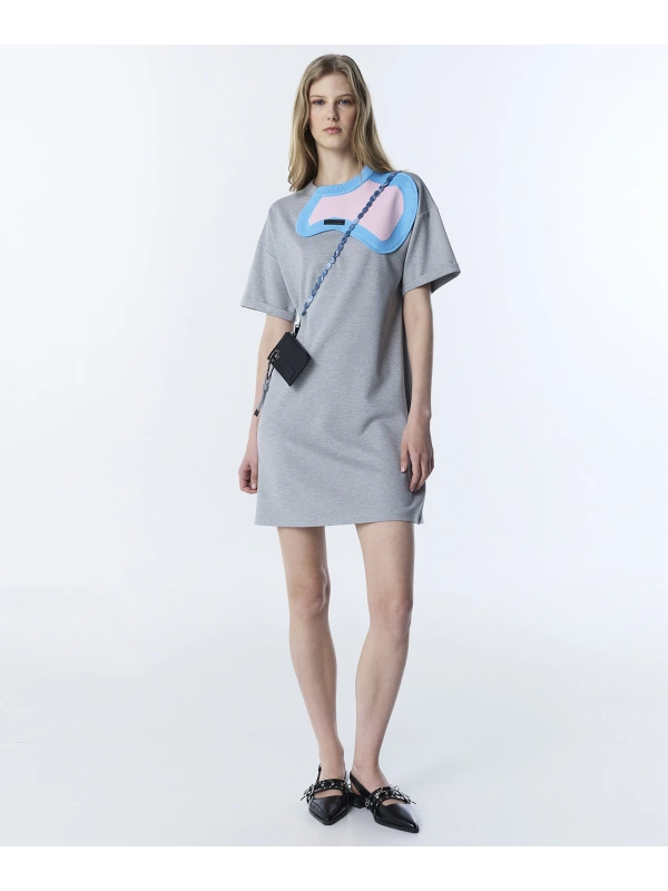 Twist Kontrast Patchli Penye Elbise TS1260002227