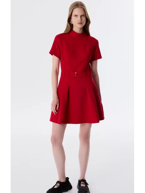 Twist Pileli Dik Yaka Elbise TW6250002153