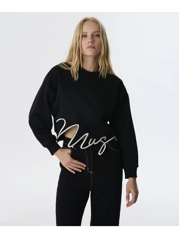 Twist Slogan Nakışlı Crop Sweatshirt TW6250091027