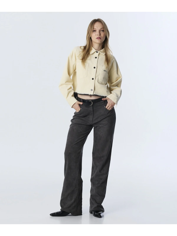 Twist Süet Görünümlü Kemerli Pantolon TW6250003201