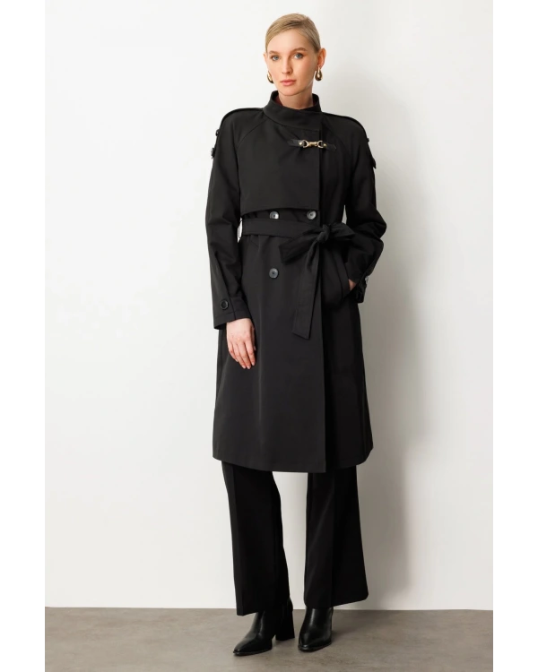 Ekol Dik Yaka Beli Kuşaklı Trençkot 07003