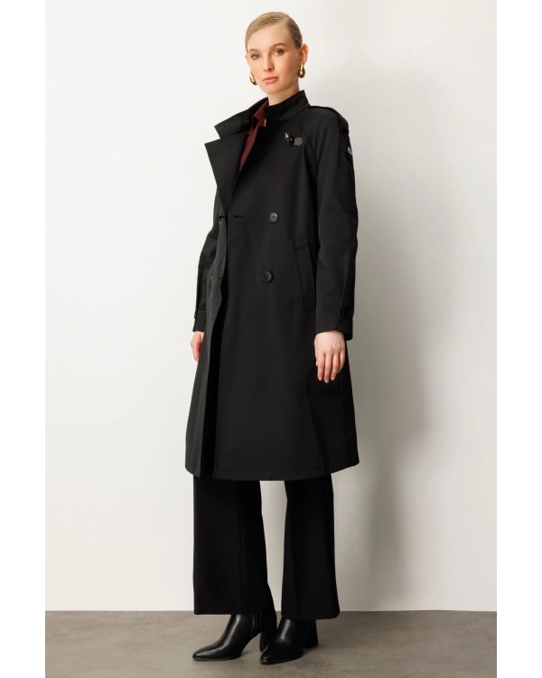 Ekol Dik Yaka Beli Kuşaklı Trençkot 07003