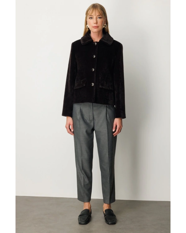 Ekol Düğmeli Peluş Manto 06025