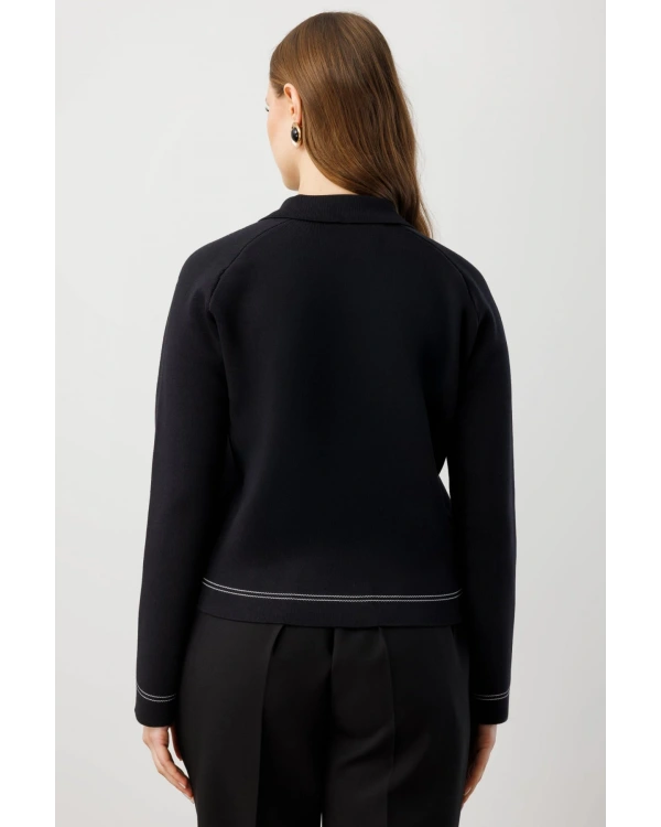 Ekol Kadın Düğmeli Triko Siyah Hırka 60905