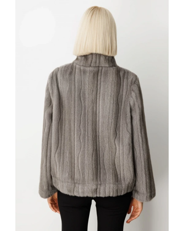 Ekol Kadın Fermuarlı Peluş Antrasit Kaban 08009