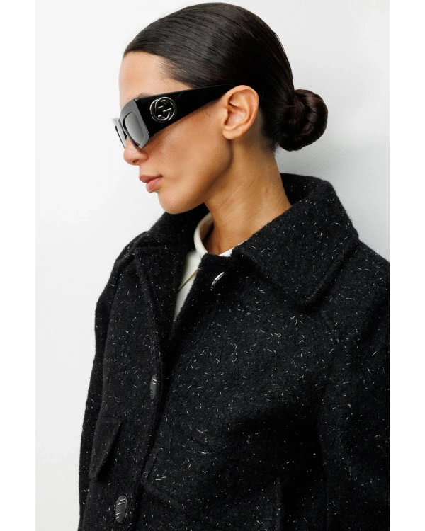 Ekol Kadın Kapak Cepli Siyah Manto 06089