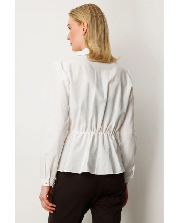 Ekol Kadın Kruvaze Yaka Önü Tokalı Ekru Bluz 03047