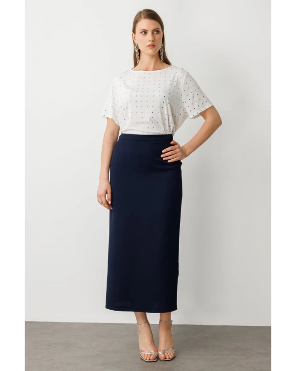 Ekol Kadın Lacivert Kumaş Etek 01004