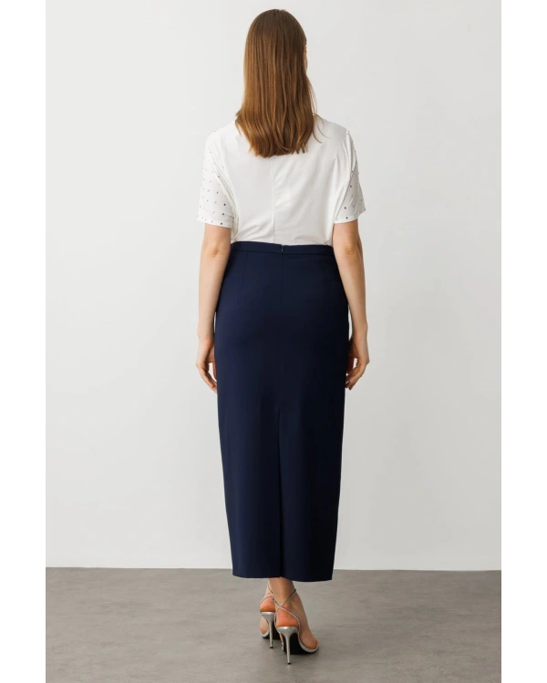 Ekol Kadın Lacivert Kumaş Etek 01004