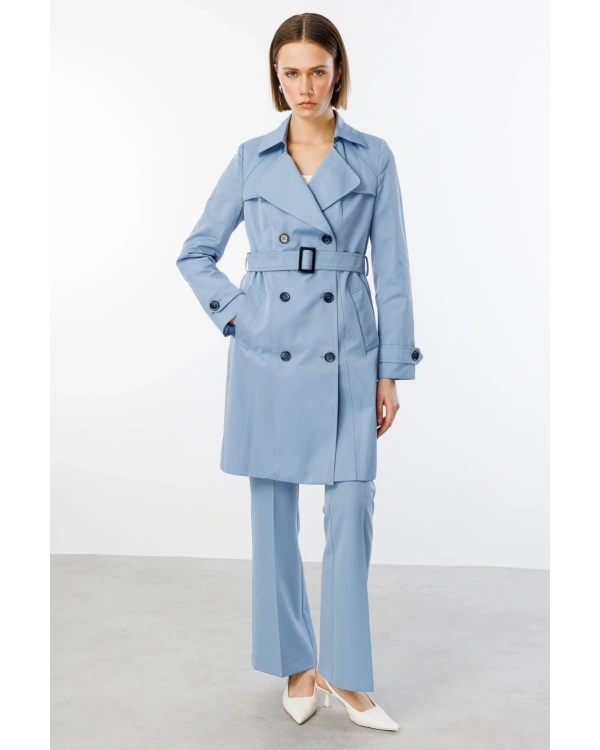 Ekol Kadın Mavi Trençkot 07002