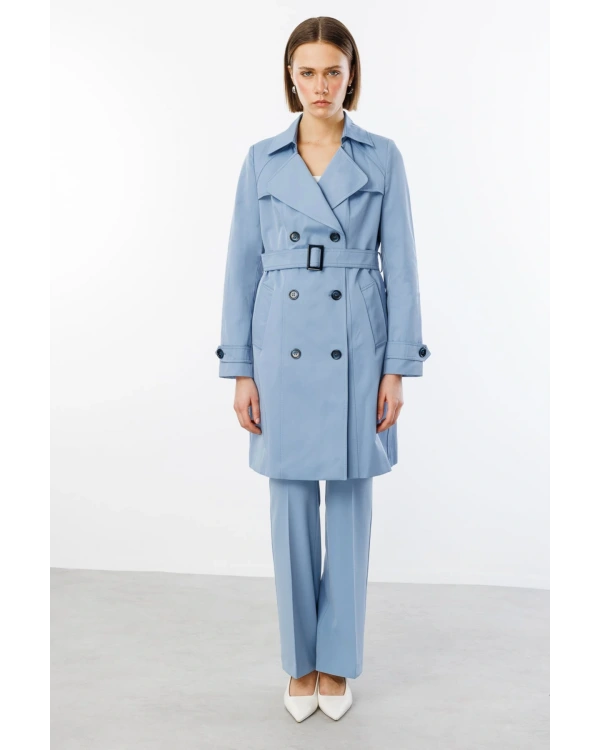 Ekol Kadın Mavi Trençkot 07002