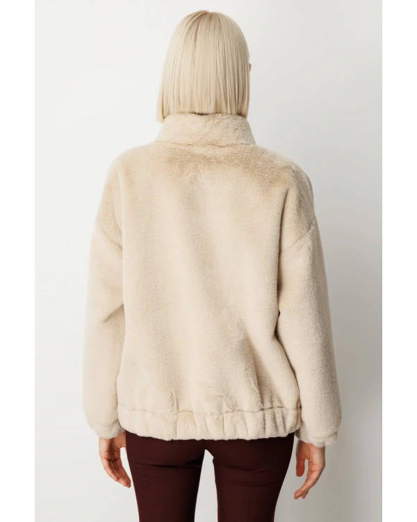 Ekol Kadın Peluş Kapak Cepli Kum Renk Mont 08007