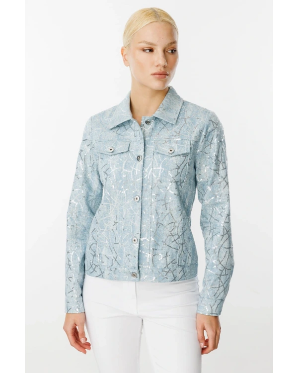 Ekol Kadın Pul İşlemeli Mavi Kot Mont 06026