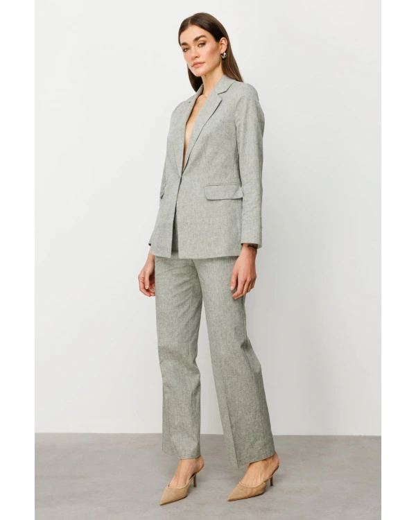 Ekol Kadın Tek Düğmeli Kapaklı Olive Renk Ceket 04062