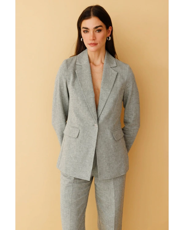 Ekol Kadın Tek Düğmeli Kapaklı Olive Renk Ceket 04062