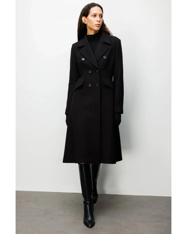 Ekol Kadın Uzun Siyah Manto 06073