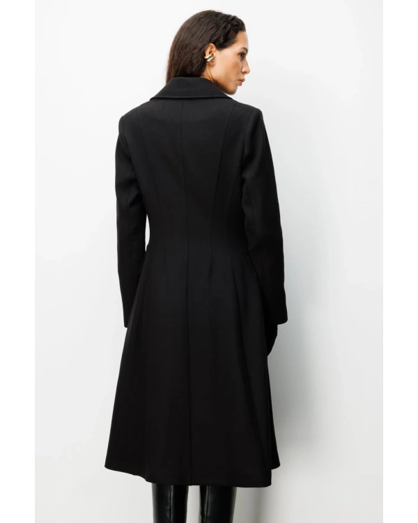 Ekol Kadın Uzun Siyah Manto 06073