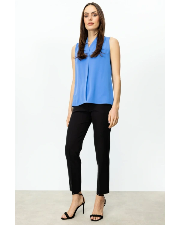 Ekol Kadın V Yaka Mavi Bluz 03062