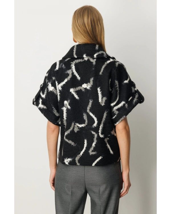 Ekol Kadın Yarım Yarasa Kol Siyah Manto 06005