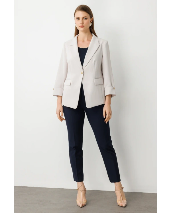 Ekol Kapak Cep Detaylı Tek Düğmeli Ceket 04508