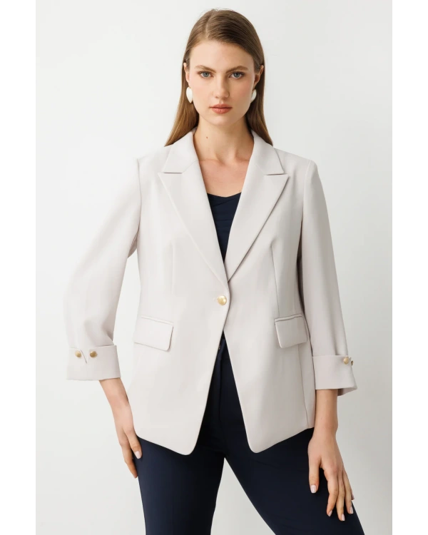 Ekol Kapak Cep Detaylı Tek Düğmeli Ceket 04508