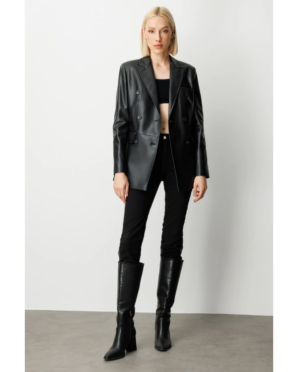 Ekol Kapak Cepli Deri Ceket 05081