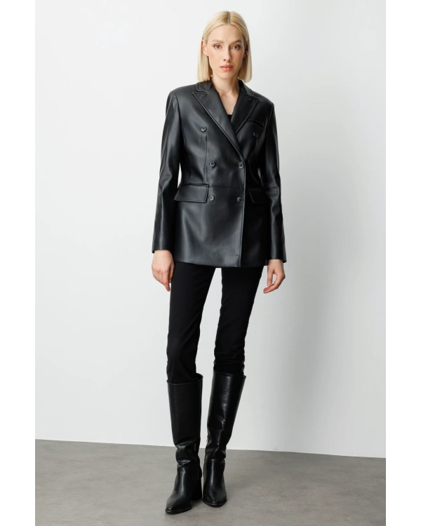 Ekol Kapak Cepli Deri Ceket 05081