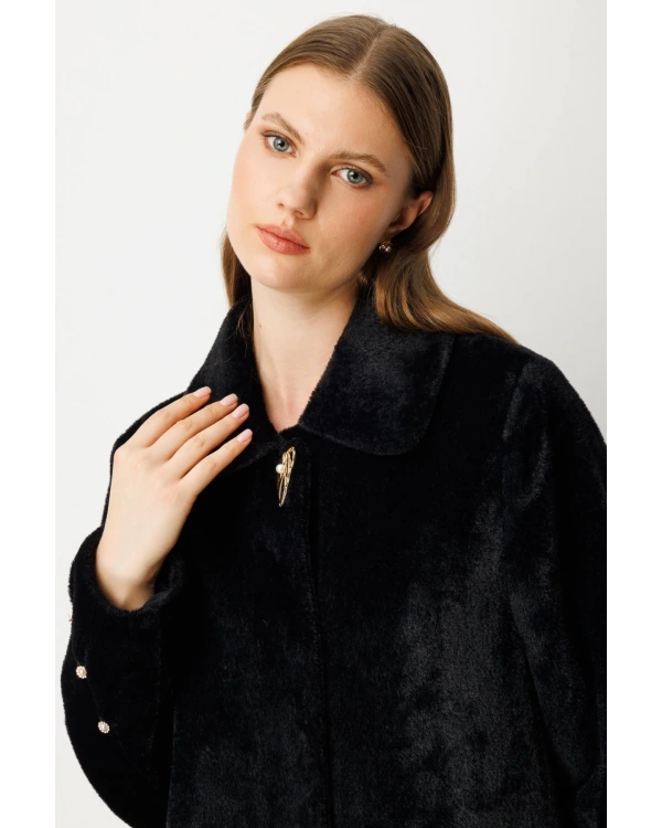 Ekol Kruvaze Yaka Broş Detaylı Manto 06331