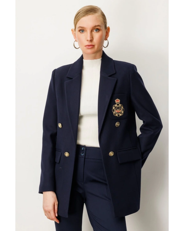 Ekol Önü Armalı Kapak Cepli Kaşe Ceket 05071