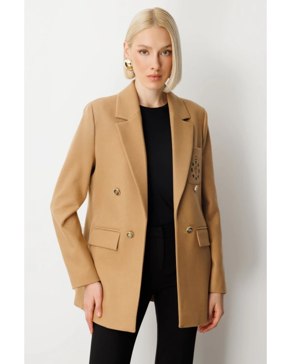 Ekol Önü Armalı Kapak Cepli Kaşe Ceket 05071