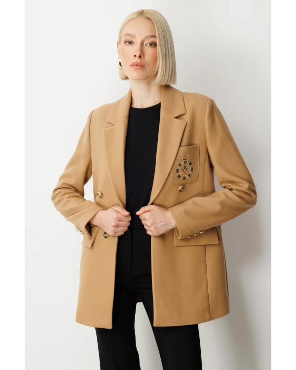 Ekol Önü Armalı Kapak Cepli Kaşe Ceket 05071