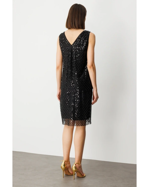 Ekol Payetli V Bluz 03328