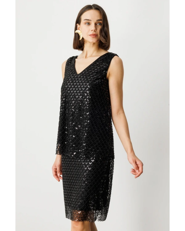 Ekol Payetli V Bluz 03328