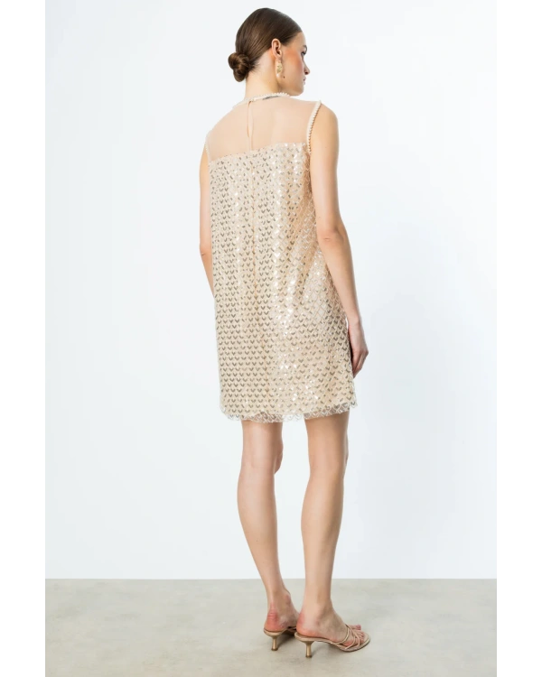 Ekol Pul Payetli Midi Boy Elbise 05206