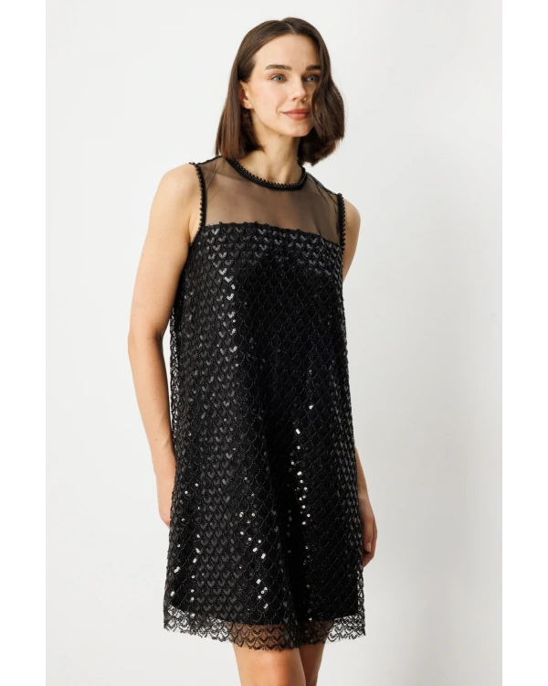 Ekol Pul Payetli Midi Boy Elbise 05206