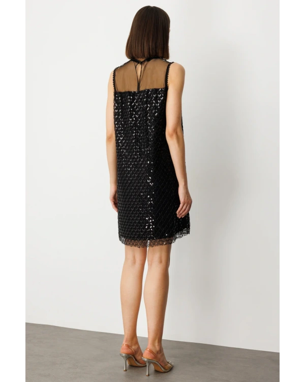 Ekol Pul Payetli Midi Boy Elbise 05206