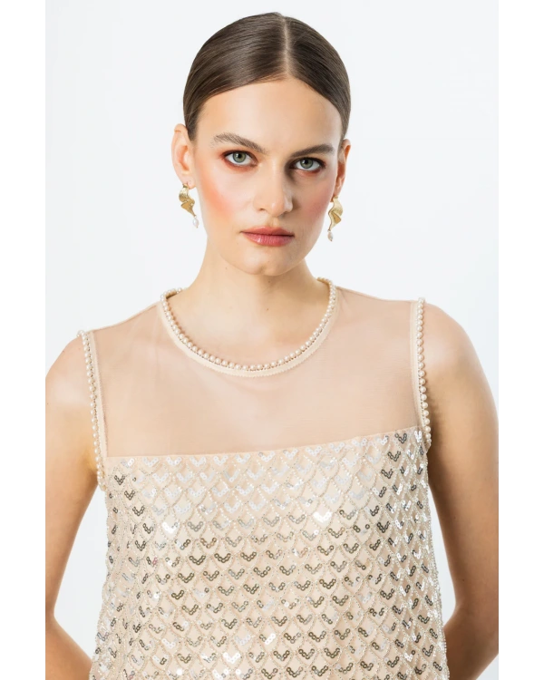 Ekol Pul Payetli Midi Boy Elbise 05206