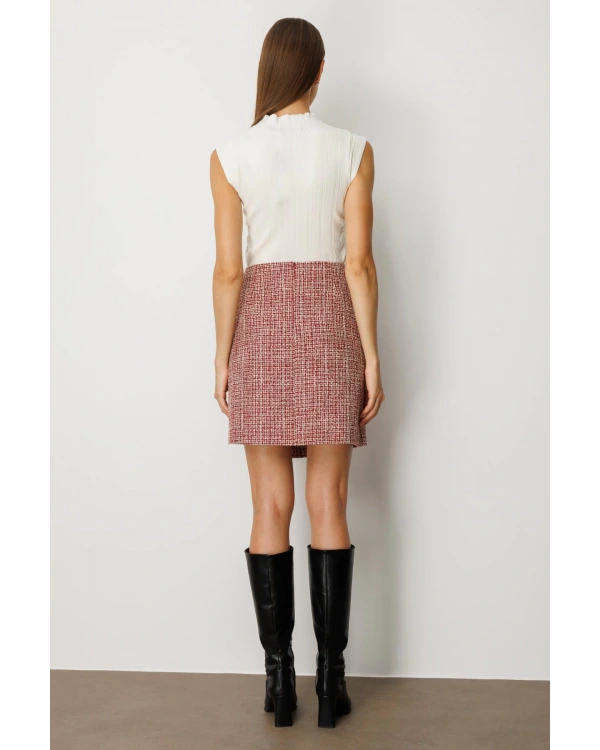 Ekol Süs Düğmeli Mini Tüvit Etek 05047