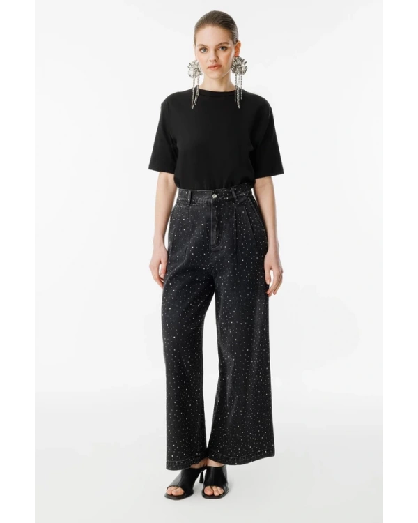 Ghisa Taşlı Pensli Palazzo Pantolon 8702