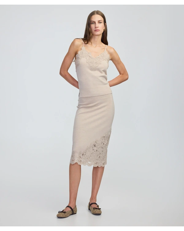 İpekyol Dantel Brode Aplikeli Triko IW6250050124