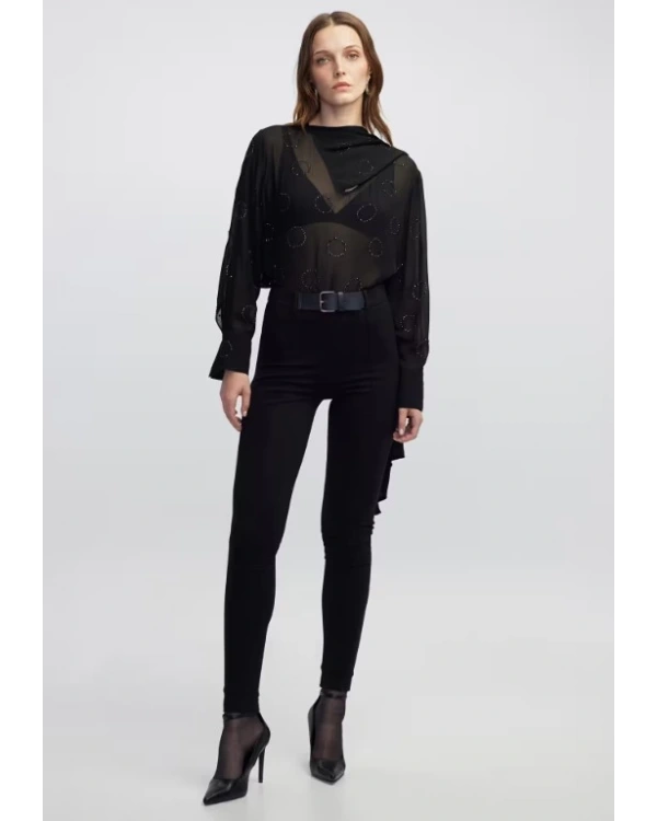 İpekyol Hotfix Baskılı Şifon Bluz IW6250006051