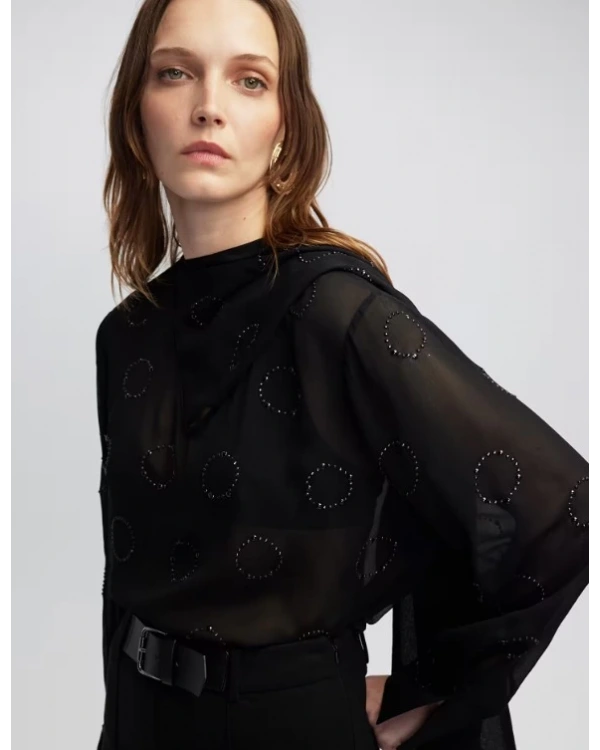 İpekyol Hotfix Baskılı Şifon Bluz IW6250006051